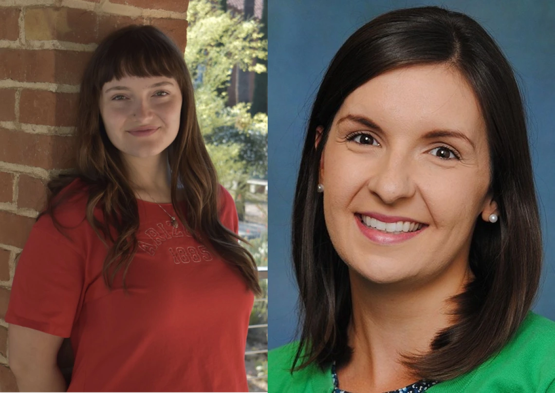 Image of two combined photos of two women smiling at the camera.
