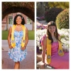 A collage of two images of women smiling at the camera wearing graduation stoles